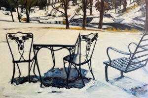 Oil Painting Winter Chairs Karen K Lewis